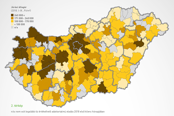 Magyarország térkép amelyen látszik melyik megyékben a legerősebb az ingatlan vásárlási kedv